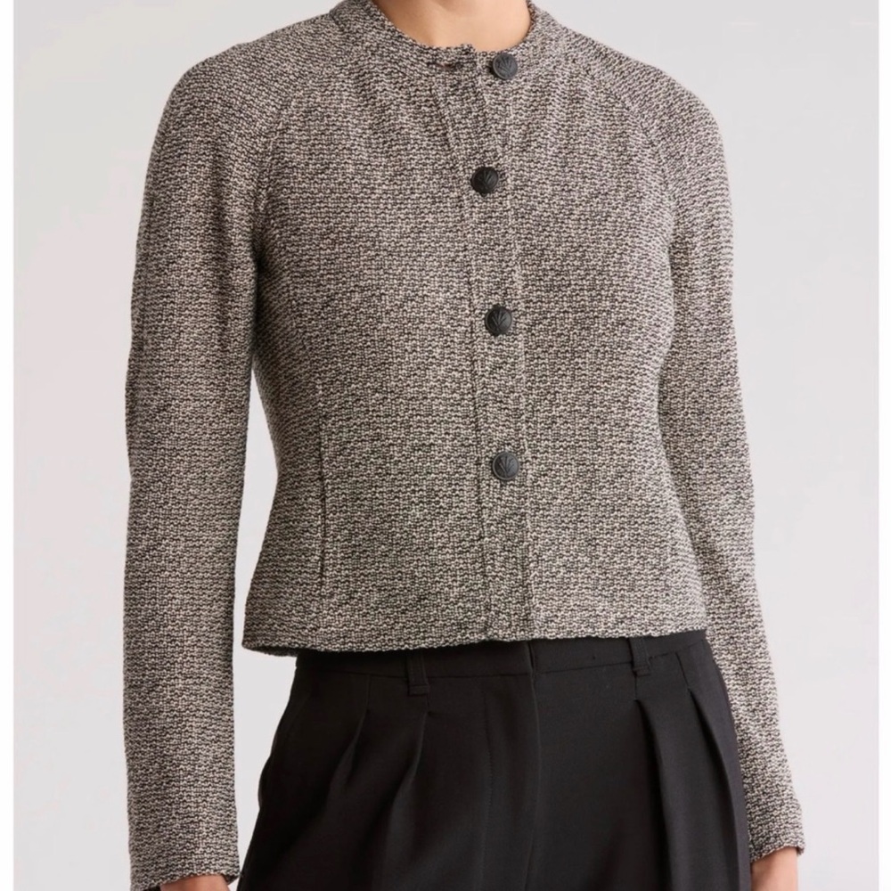 NWT Rag & Bone Carol Tweed Textured Button Front Jacket Black/White $528 Sz 6